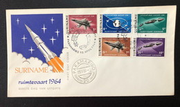 103F, SURINAME, Uncirculated FDC, « SPACE », 1964 - Amérique Du Sud