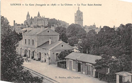 Loches         37         La Gare, Le Château Et La Tour Saint Aubin   (scan) - Loches