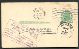 UX27 UPSS S37B Postal Card Harrisburg - McAdoo PA 1923 UNCLAIMED Cat. $11.00+ - 1921-40