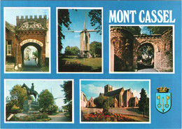 CPM 59 (Nord) Mont-Cassel - Multivues TBE Le Moulin, Statue Du Maréchal Foch, Porte D'Aire, L'église, Porte Du Château - Cassel