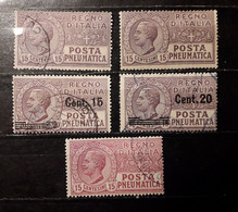 Italia Regno 1913 - 1927 Posta Pneumatica Lotto 5 Francobolli - Pneumatische Post