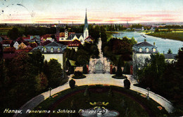 Hanau, Panorama V. Schloss Philippsruhe, Um 1910 Nach Schlüchtern Versandt - Hanau