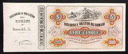 5 LIRE GARIBALDI NON EMESSO CON MATRICE SOCCORSO A SOLLIEVO DEI ROMANI 30/04/1867 Forellini Q.fds Lotto.2419 - Sonstige & Ohne Zuordnung