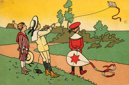 Cerf Volant Kite * CPA Illustrateur * Jeu Jouet * Au Dos Publicité Ville De St Denis école Communale - Jeux Et Jouets