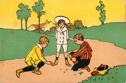 Les Billes * CPA Illustrateur * Jeu Jouet * Au Dos Publicité Ville De ... école Communale - Speelgoed & Spelen