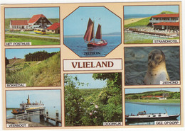 Vlieland: Posthuis, Bokkedal, Veerboot, Zeezeilen, Strandhotel, Zeehond, Dorp, Doorkijk (Nederland/Holland) - Nr. VLD 62 - Vlieland