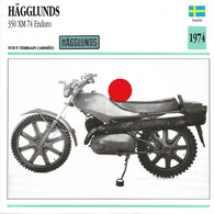 Transports Sports Moto - Carte Fiche Technique Moto - Hagglunds 350 XM 74 Enduro ( Tout Terrain Armee )( Suede 1974 ) - Motociclismo