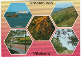 Groeten Van Vlieland: Veerboot, Postweg, Dorpsstraat, Fietspad, Duindoorn - (Nederland/Holland) - VLD 26 - Vlieland