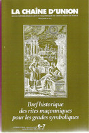 LA Chaîne D'Union N° 6-7 Juillet 1998 Bref Historique Des Rites Maçonniques Pour Les Grades Symboliques - Politiek
