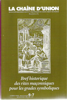 LA Chaîne D'Union N° 6-7 Juillet 1998 Bref Historique Des Rites Maçonniques Pour Les Grades Symboliques - Politics