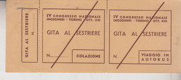 Biglietto Ticket Buillet  Gita Al Sestriere Torino 1935 - Europe