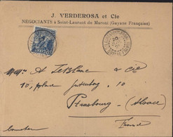 J Verderosa Négociants St Laurent Du Maroni YT Guyane Française 56 Laveur D'or 25c Bleu CAD St Laurent Du M 20 JUIL 21 - Lettres & Documents