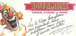 Cirque D'hiver BOUGLIONE Les 4 Frères * Carte De Voeux Signée Dédicacée Dédicace Mr Emilien Bouglione * Clown Circus - Circus