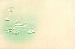 CPA Illustrateur Art Nouveau Jugendstil * Gauffrée Embossed * Bateau Et Fleurs - Avant 1900