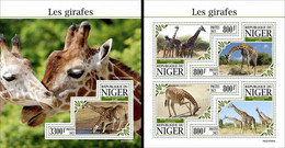 Niger 2021, Animals, Giraffes, Shape, 4val In BF +BF - Giraffes