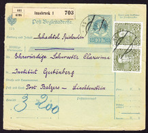 1910 Oesterreichische Begleitadresse Für Spielsachen Aus Innsbruck Nach Balzers. Ankunftsstempel Auf Portomarke 4 Heller - Taxe