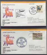 Lot De 2 Enveloppes Premier Vol Par DC-10 (1980) Maysia-Australia - (B2020) - 1960-.... Cartas & Documentos