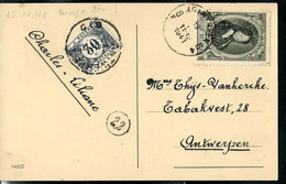 Carte Fantaisie; Obl. ANTWERPEN - 6 F - Du 19/11/1941  Taxé à 30 Cents - Other & Unclassified