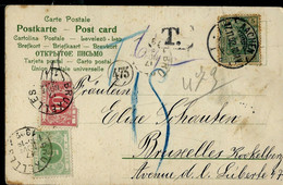 Carte Fantaisie Allemande  - Obl. Aachen 17/11/1902 - Taxé à Bruxelles  ( 15 Cents) - Andere & Zonder Classificatie