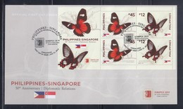 Philippines 2019 Joint Issue With Singapore Overprint "SINGPEX 2019" S/S FDC - Butterflies