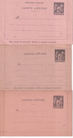 1886/1898 - TYPE SAGE - CARTE-LETTRE ENTIER 25c X3  DIFFERENTES ! NEUVES - COTE 2005 = 75 EUR. - Cartes-lettres