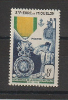 Saint Pierre Et Miquelon 1952 Médaille Militaire 347 1 Val * Charnière MH - Ungebraucht