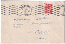 9 JANVIER 1942 - IRIS SEUL Sur LETTRE De LYON - TARIF Du 5 JANVIER ! - Postal Rates