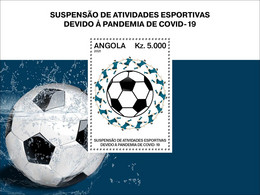ANGOLA 2021 - SOUVENIR SHEET - JOINT ISSUE - FOOTBALL SOCCER SPORT SUSPENSION DUE TO PANDEMIC CORONAVIRUS COVID-19 - MNH - Emisiones Comunes