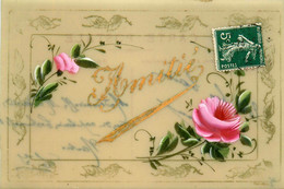 CPA Fantaisie Ancienne Celuloïde Peinte à La Main ! * Amitiés * Fleurs Roses - Other & Unclassified