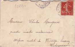 25639# SEMEUSE LETTRE Obl CHATEAULIN FINISTERE 1908 QUARTIER MAITRE MECANICIEN DEFENSE MOBILE DE DIEGO SUAREZ MADAGASCAR - Lettres & Documents