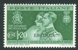 ERITREA 1930  NOZZE DEL PRINCIPE 20 C.  ** MNH - Erythrée