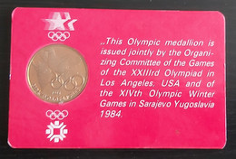 OLYMPIC MEDALION " SARAJEVO - LOS ANGELES " 1984 - Apparel, Souvenirs & Other