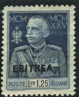 ERITREA 1925 GIUBILEO DEL RE 1,25 L. DENT. 11 ** MNH CENTRATO - Erythrée