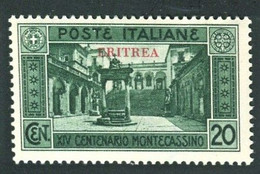 ERITREA 1929 MONTECASSINO 20 C. ** MNH - Erythrée