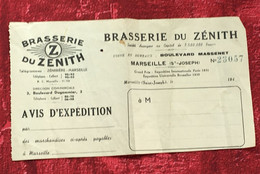 Marseille Brasserie Du Zenith Avis Expe-☛Facture & Documents Commercial France =>1950 - ...-☛ Bd Massenet-Bière-limonade - 1950 - ...