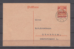 Danzig 1920, Mi P6 Postkarte Gelaufen Nach Stettin (D3099) - Danzig