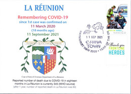 (1A21) 1st Case Of COVID-19 Reported To WHO In French La Réunion Island (18 Month Ago 11-3-2020) (COVID-19 Stamp) - Disease