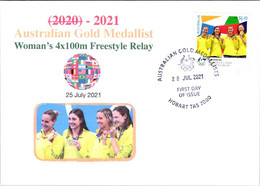 (1A25) 2020 Tokyo Summer Olympic Games - Australia Gold Medal FDI Cover Postmarked TAS Hobart (swimming) - Summer 2020: Tokyo