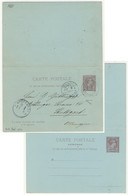 MONACO - (prob. 1892) DAGUIN JUMELÉ T.A2 Sur CPRP 10c Brun/bleu Type Charles III (CHR D5) Pour Stuttgart (avec Arrivée) - Postwaardestukken