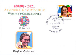 (1A25) 2020 Tokyo Summer Olympic Games - Australia Gold Medal FDI Cover Postmarked TAS Hobart (swimming) - Eté 2020 : Tokyo