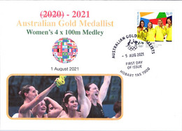 (1A25) 2020 Tokyo Summer Olympic Games - Australia Gold Medal FDI Cover Postmarked TAS Hobart (swimming) - Summer 2020: Tokyo