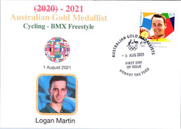 (1A25) 2020 Tokyo Summer Olympic Games - Australia Gold Medal FDI Cover Postmarked TAS Hobart (cycling) - Summer 2020: Tokyo
