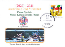 (1A25) 2020 Tokyo Summer Olympic Games - Australia Gold Medal FDI Cover Postmarked TS Hobart (canoe Kayak) - Summer 2020: Tokyo