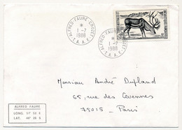 TAAF - Env. Aff 2,50 Renne - Obl Alfred Faure Crozet 1/7/1988 - Cartas & Documentos