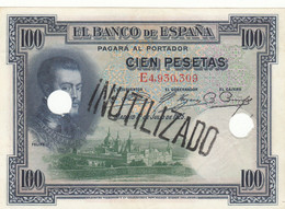 CRBP0042 BILLETE ESPAÑA 100 PESETAS 1925 INUTILIZADO Y TROQUEL EBC 50 - Other & Unclassified