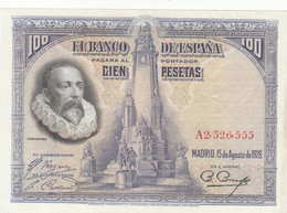 CRBP0044  BILLETE ESPAÑA 100 PESETAS 1928 DESCOLORIDO SC- LEVE DOBLEZ CENTRAL 60 - Autres & Non Classés