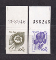 POLAND.1990/Medical Plants.. 2v, Self Adhesive With Numbered Margin/mintNH. - Proeven & Herdruk