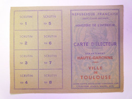 2021 - 2963  TOULOUSE  :  CARTE D'ELECTEUR  Vers 1945   XXX - Non Classés