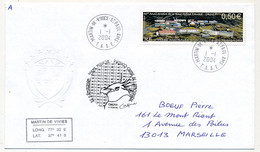 TAAF - Env Affr 0,50E 40eme Anniversaire Base Alfred Faure Crozet - St Martin De Vivies St Paul Ams - 1/1/2004 - Cartas & Documentos