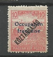 HONGRIE Occupation Française N° 31 Variétée Encoche Dans Le 0 Du 10 De Droite  NEUF** LUXE SANS CHARNIERE   / MNH - Ungebraucht